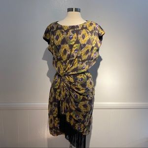 Thakoon draped silk dress with fringe